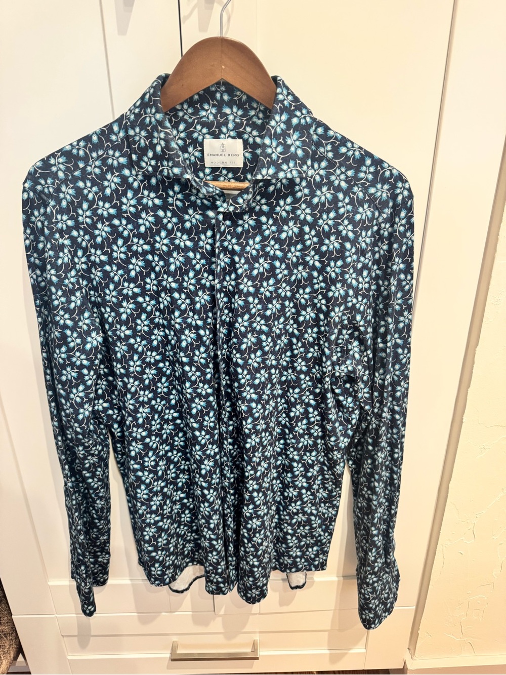 Emanuel Berg Men's Navy Floral Button-Down Shirt